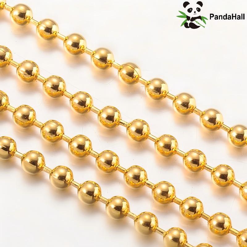 Roller Chain - PandaHall 50m/Rol Gesoldeerde IJzeren Kogelketting, Goudkleurig